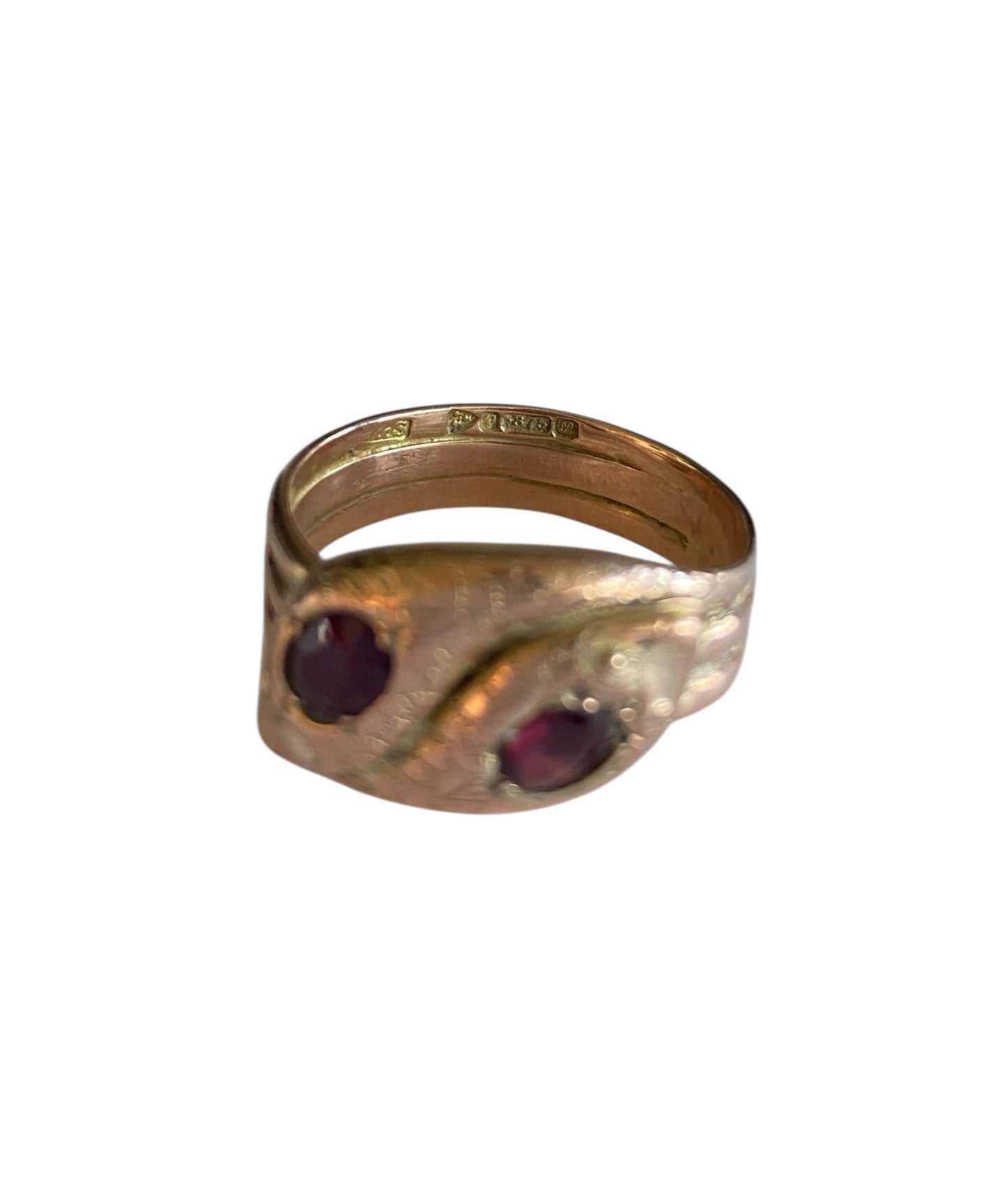 9ct antique double headed snake ring chester 1915 ring size Z 1/2