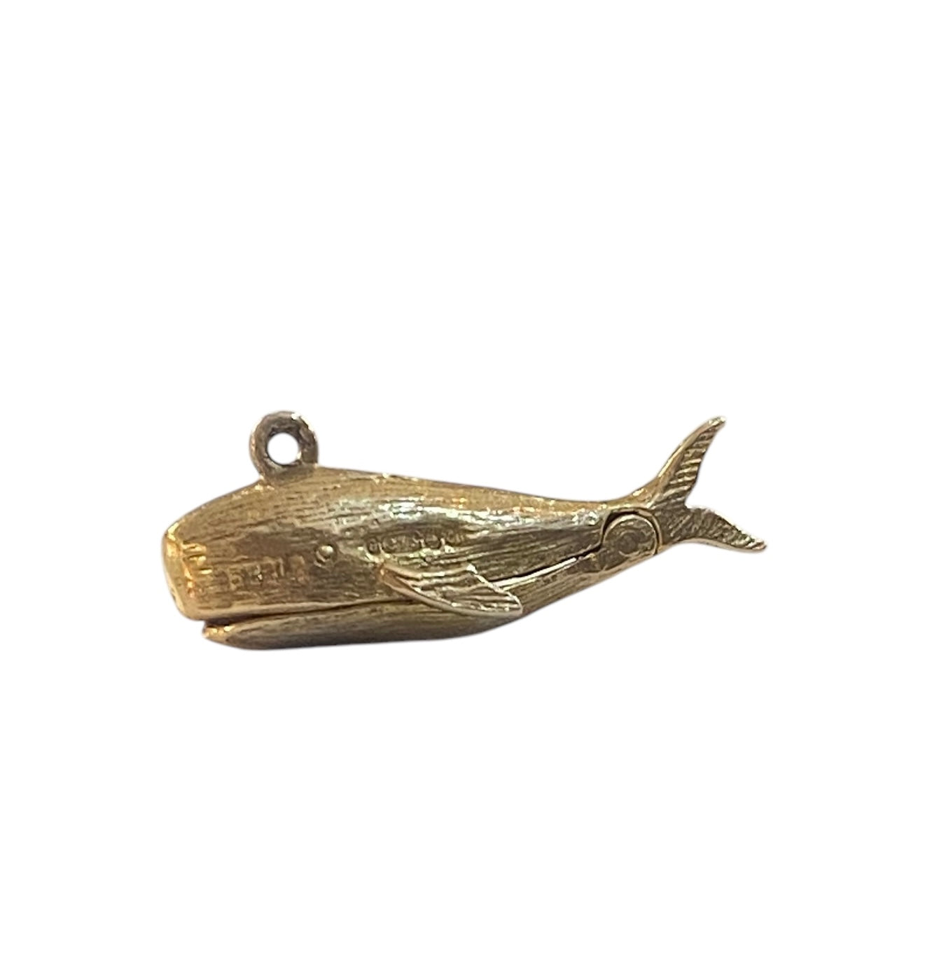 9ct vintage opening whale charm with Jonah circa 1979