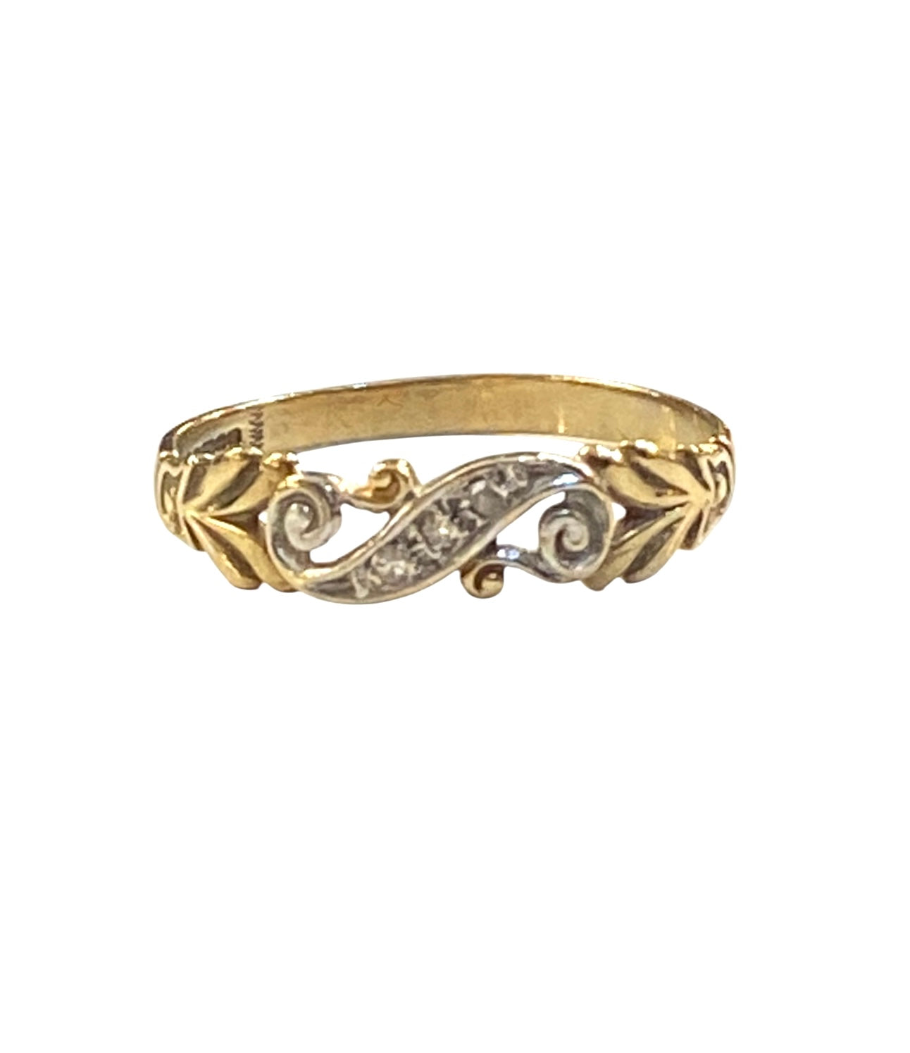 9ct vintage diamond ring, stacking ring size R circa 1989