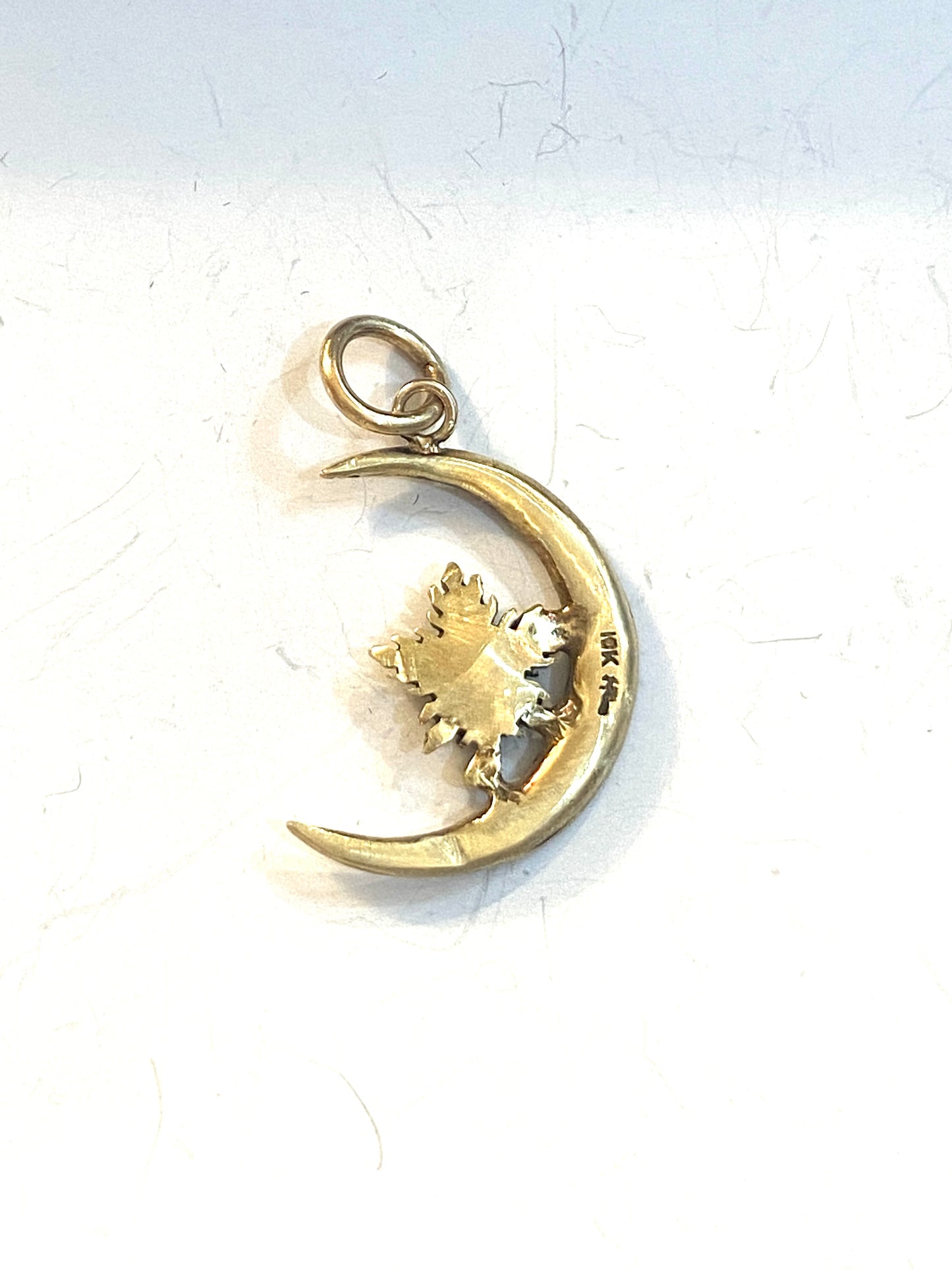 10ct moon and star charm / pendant with seed pearls
