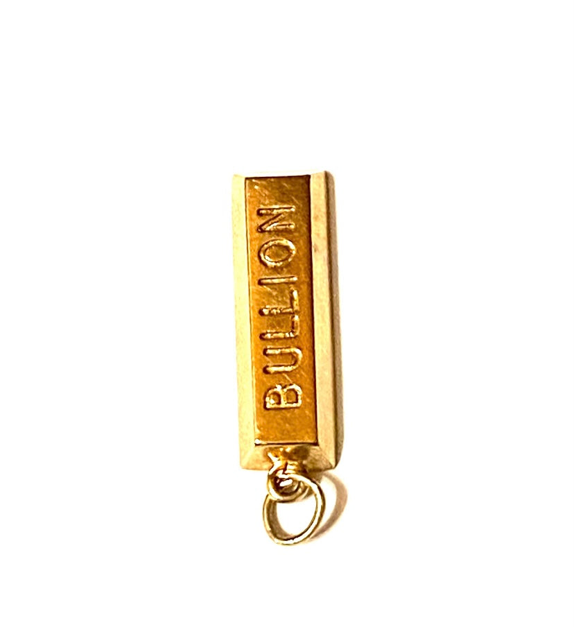 9ct vintage ingot bullion charm / pendant circa 1976