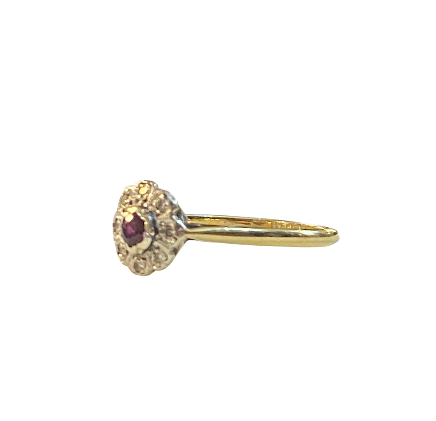 18ct and platinum ruby and diamond ring size O 1/2
