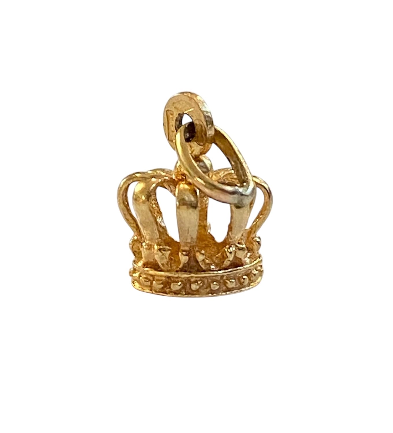 9ct vintage small crown charm / pendant. yellow gold