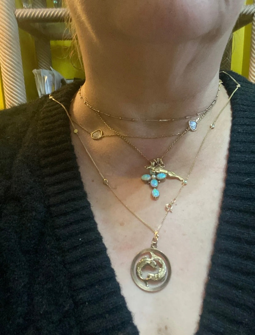 9CT VINTAGE LARGE PISCES PENDANT CHARM CIRCA 1978