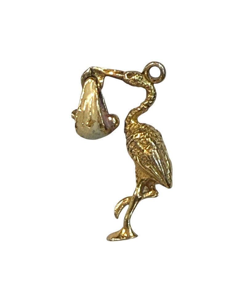 9ct vintage stork and bab y charm circa 1973 2.16g