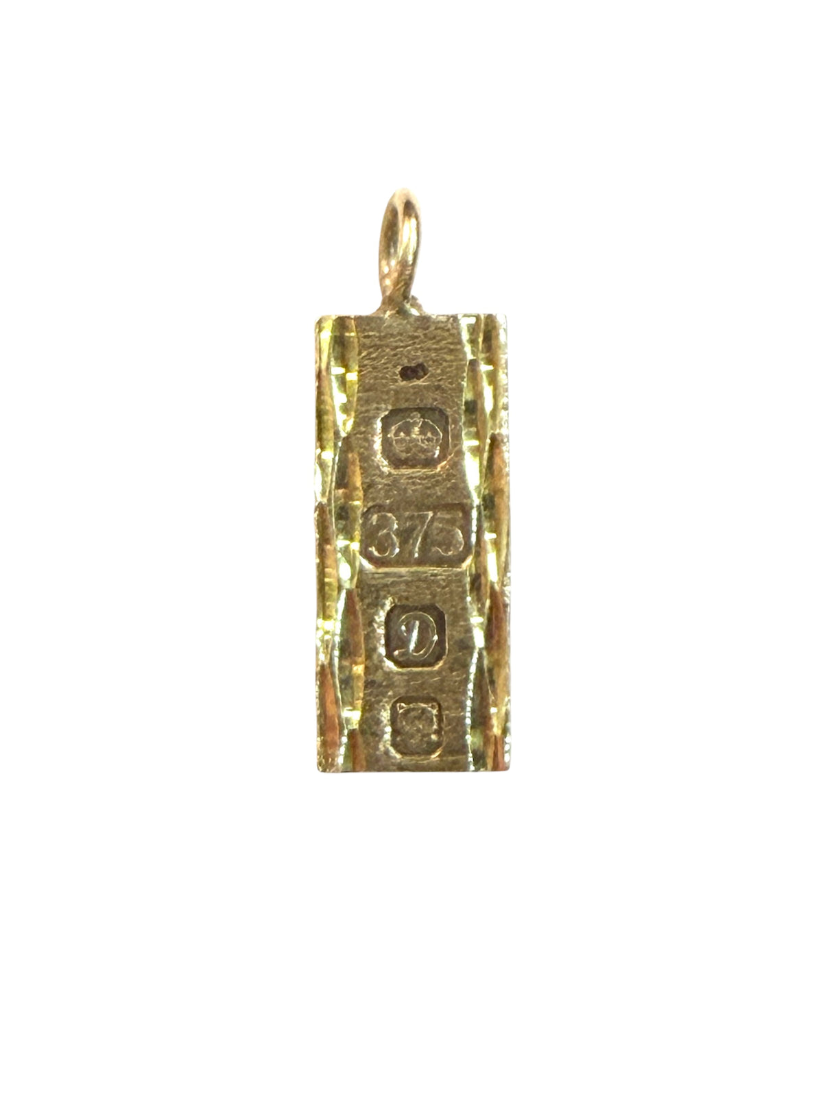 9ct vintage ingot charm / pendant circa London 1978 . 3.