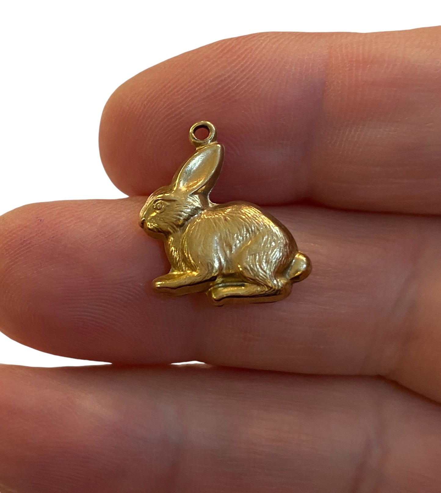 9ct vintage rabbit charm. small. hollow