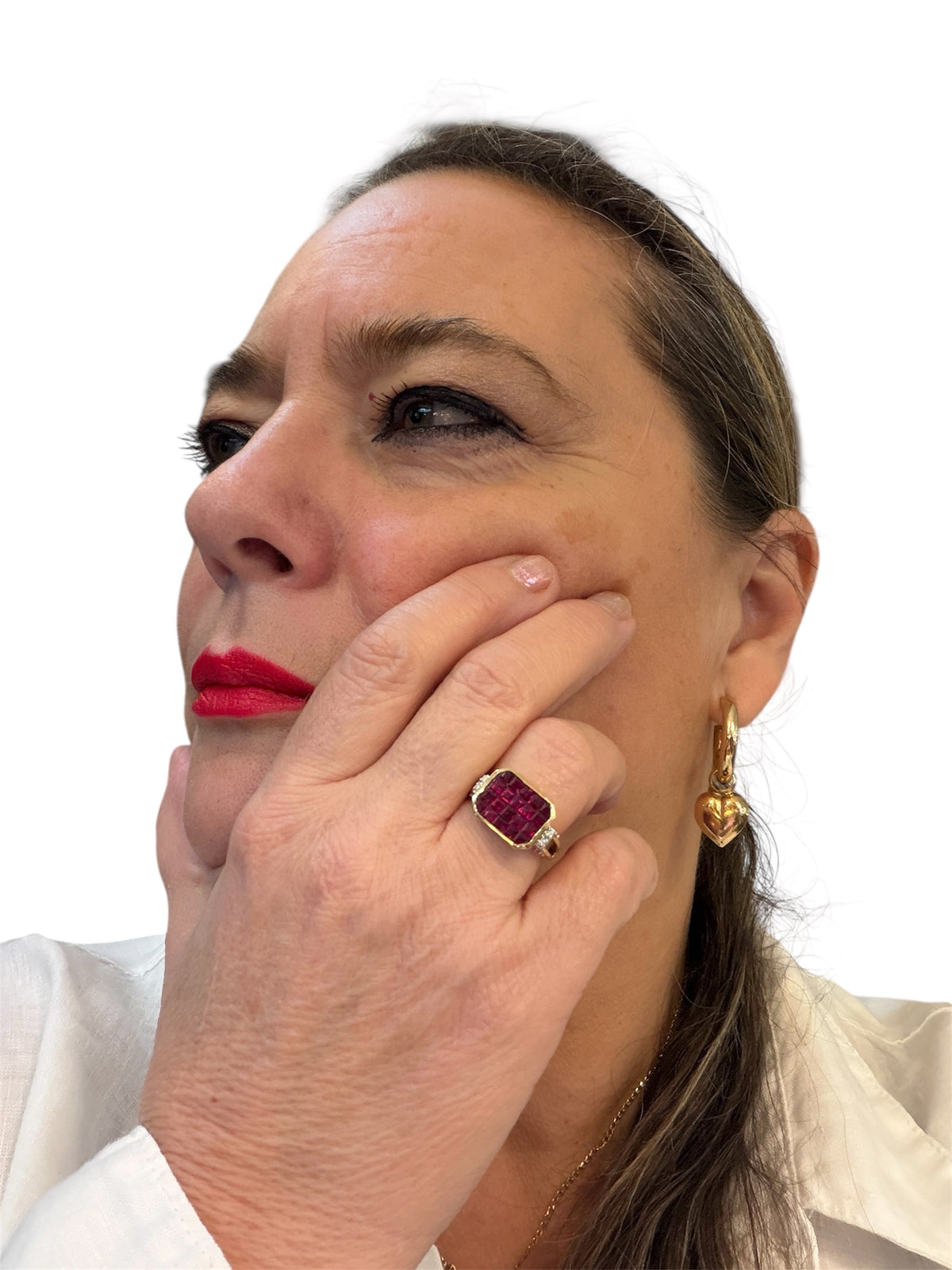 9ct pre owned ruby and diamond ring size L 1/2