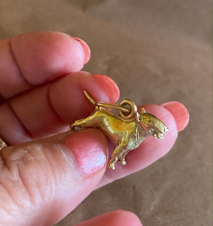 14ct vintage gold bull terrier charm 8.4g