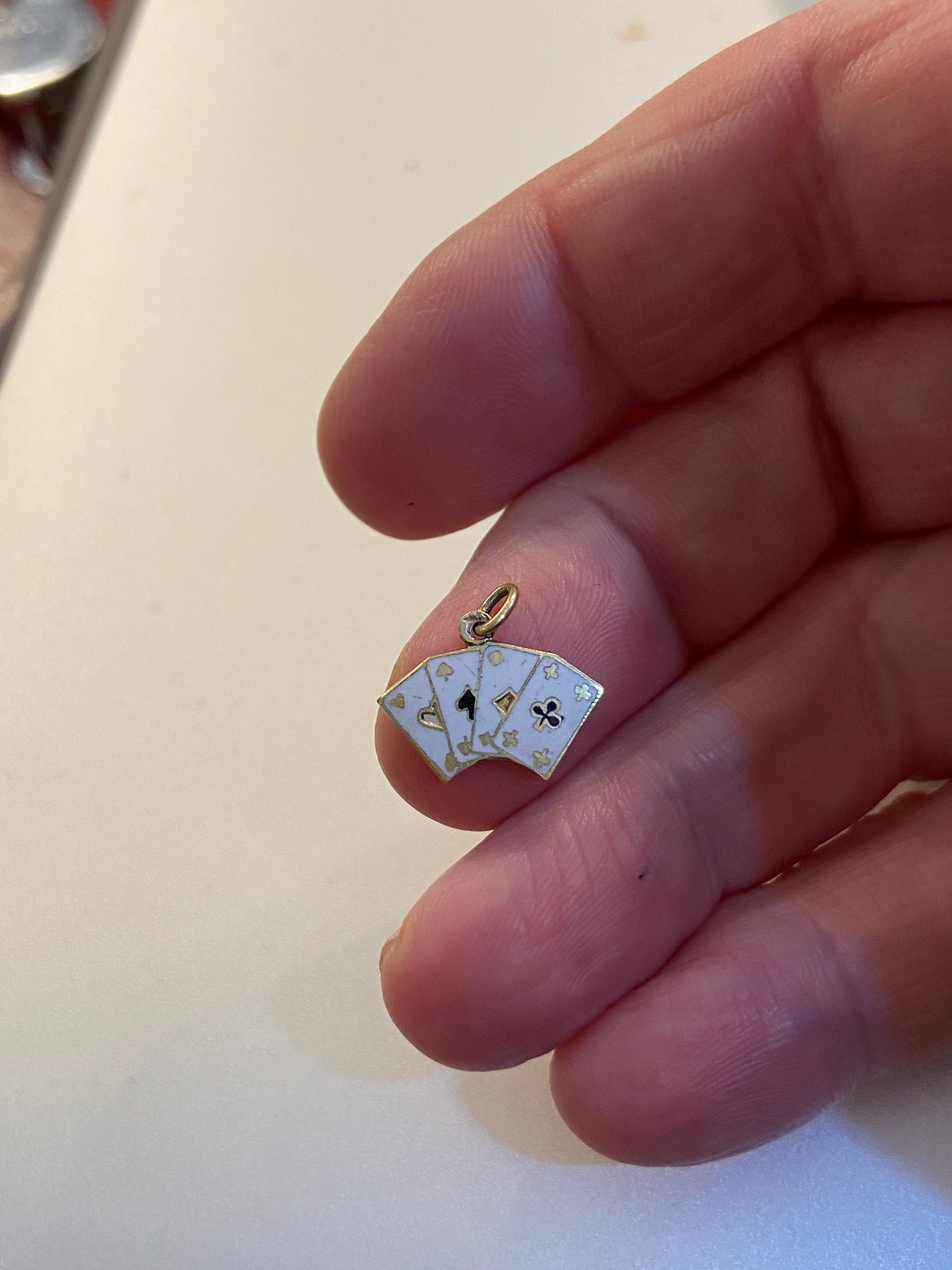 14ct 585 vintage gold enamel card charm