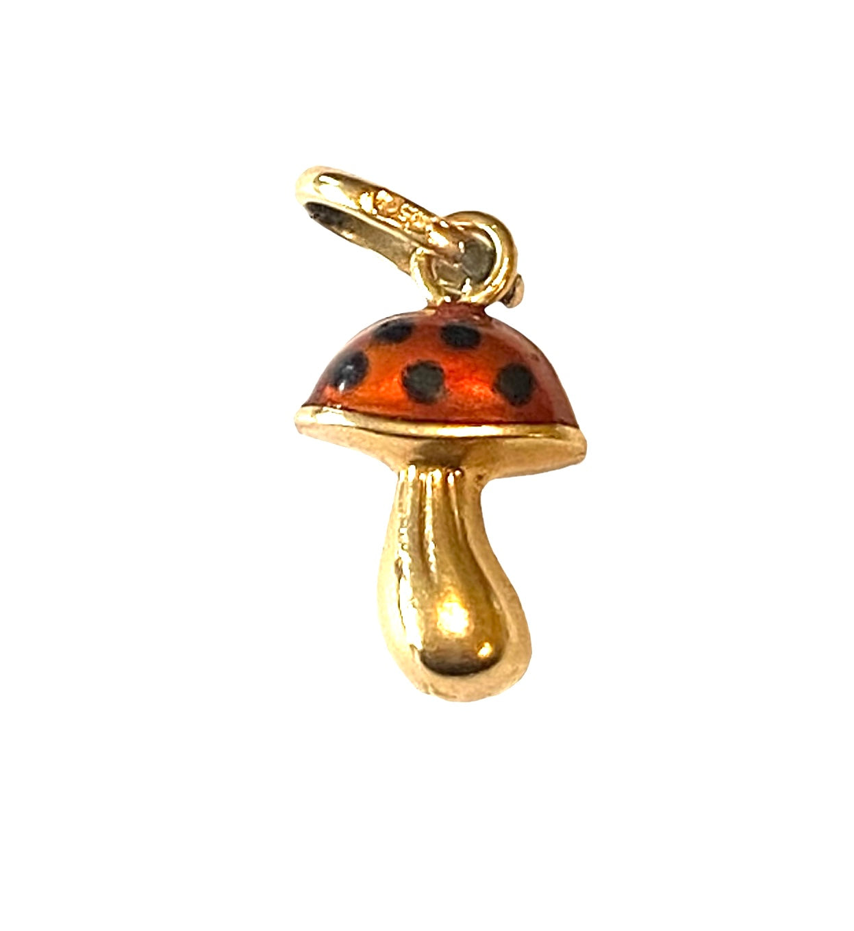 18ct 750 pre owned enamel mushroom charm / pendant
