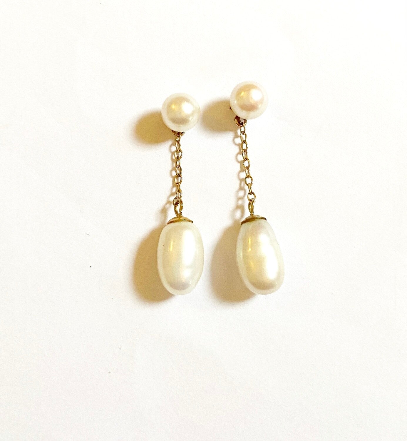 9ct 375 vintage pearl drop earrings