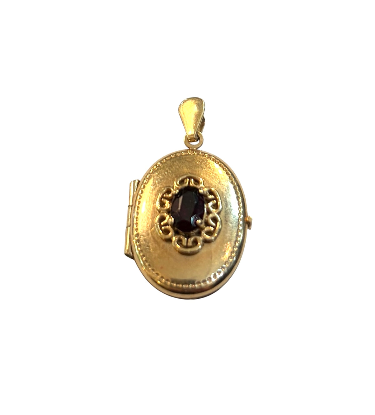 9ct vintage locket with red stone circa 1978