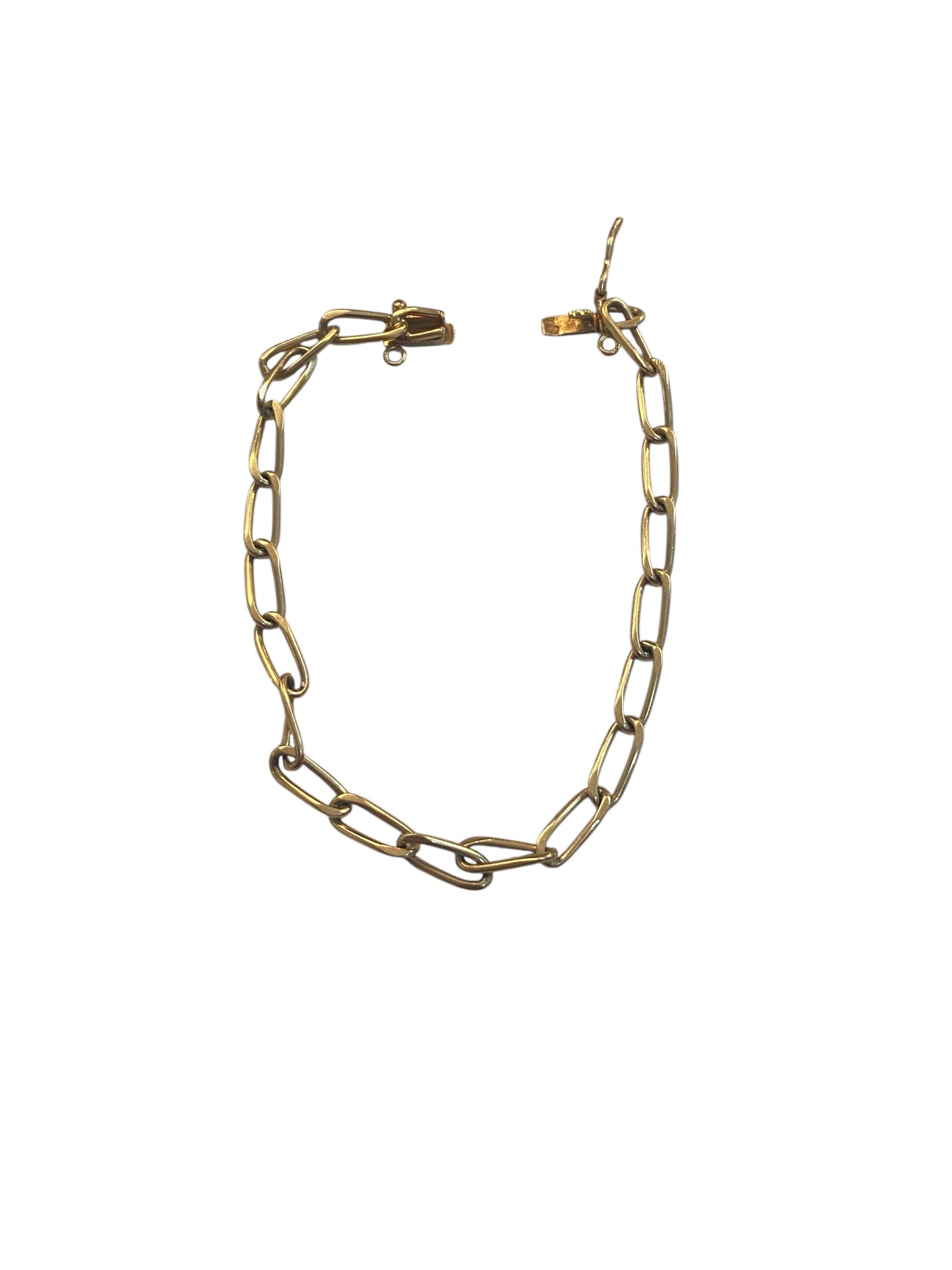 9ct vintage bracelet, paper clip link 7.5 inches 19 cm 7.5g