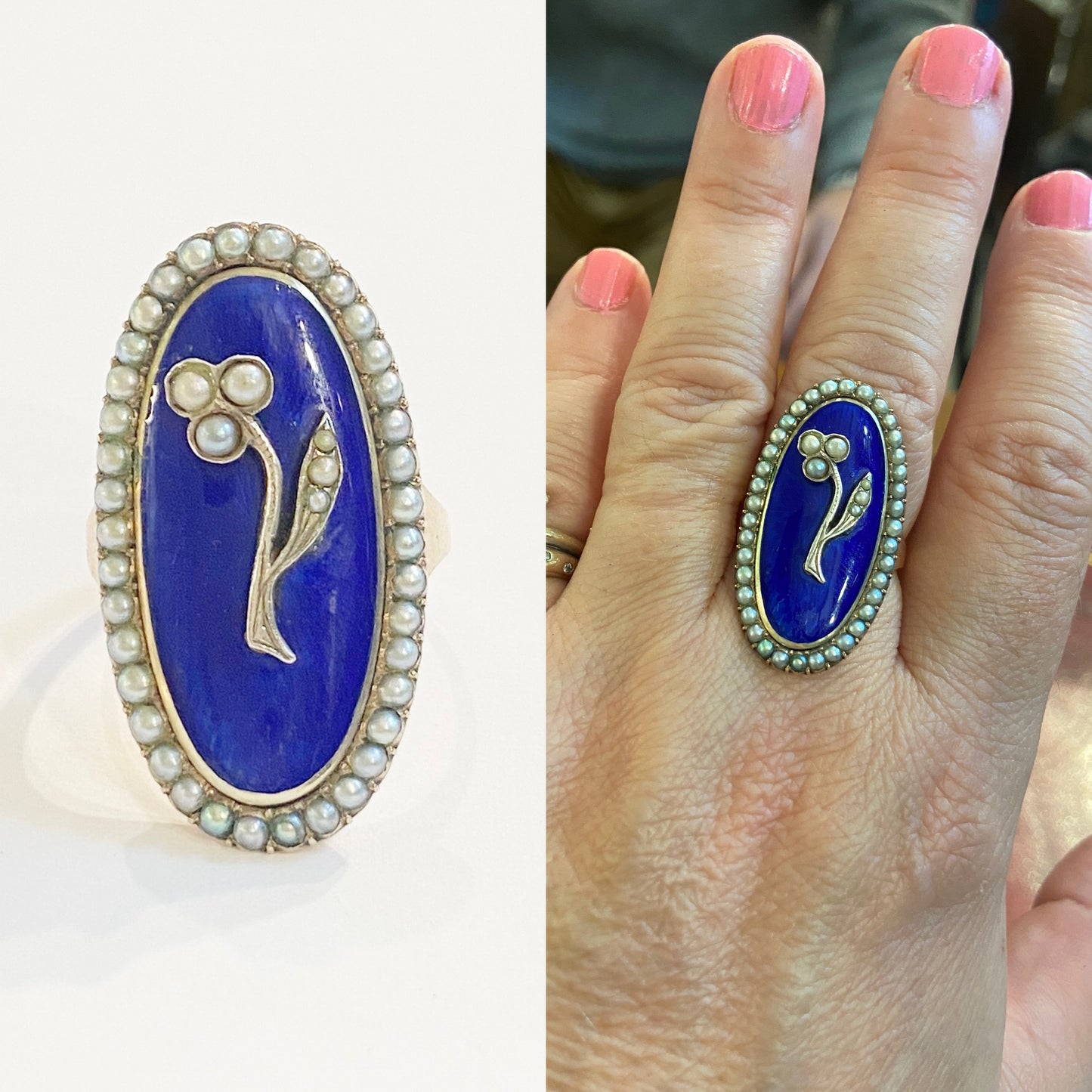 12ct Georgian enamel ring circa 1793 size S 1/2