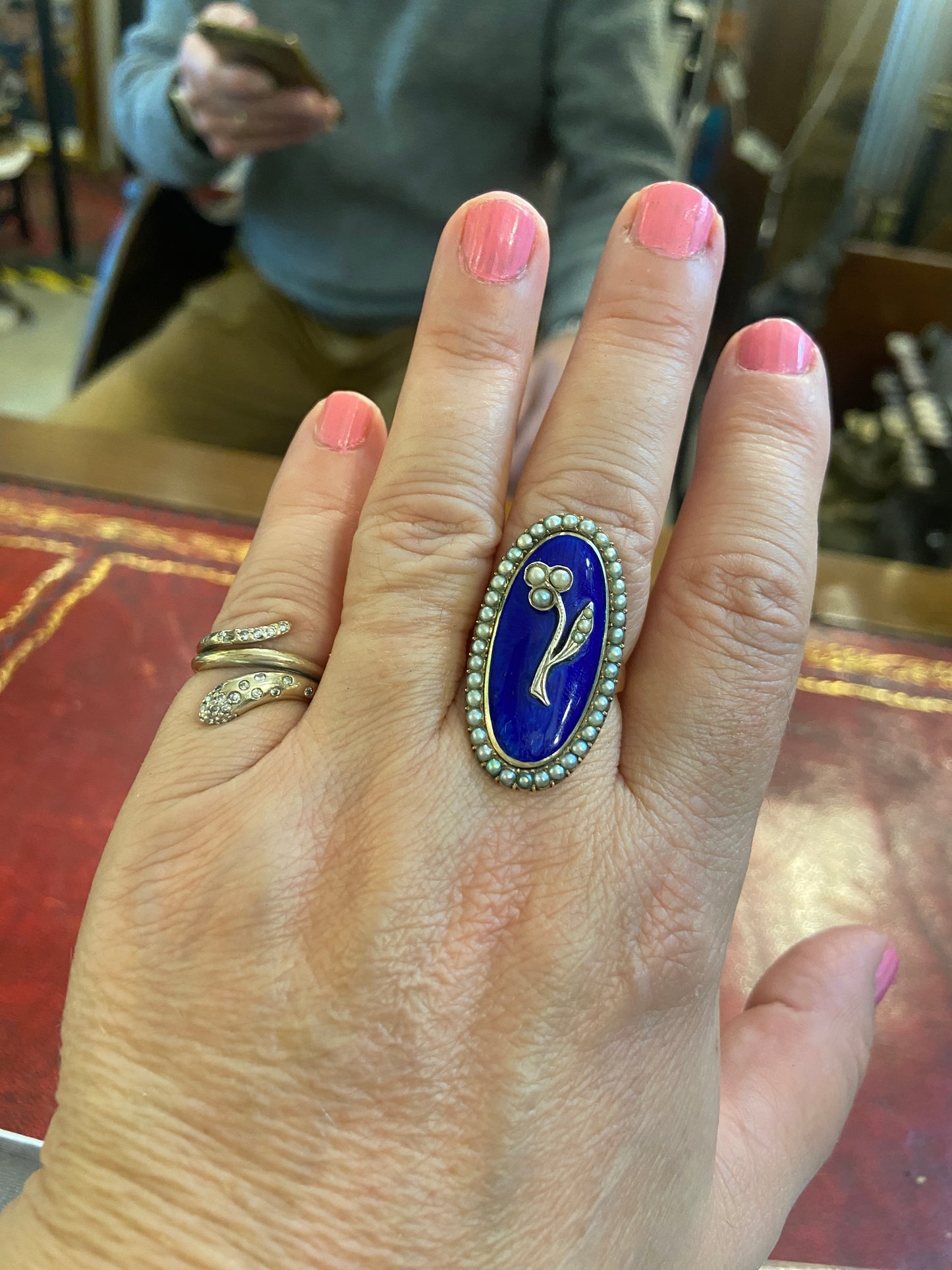 12ct Georgian enamel ring circa 1793 size S 1/2