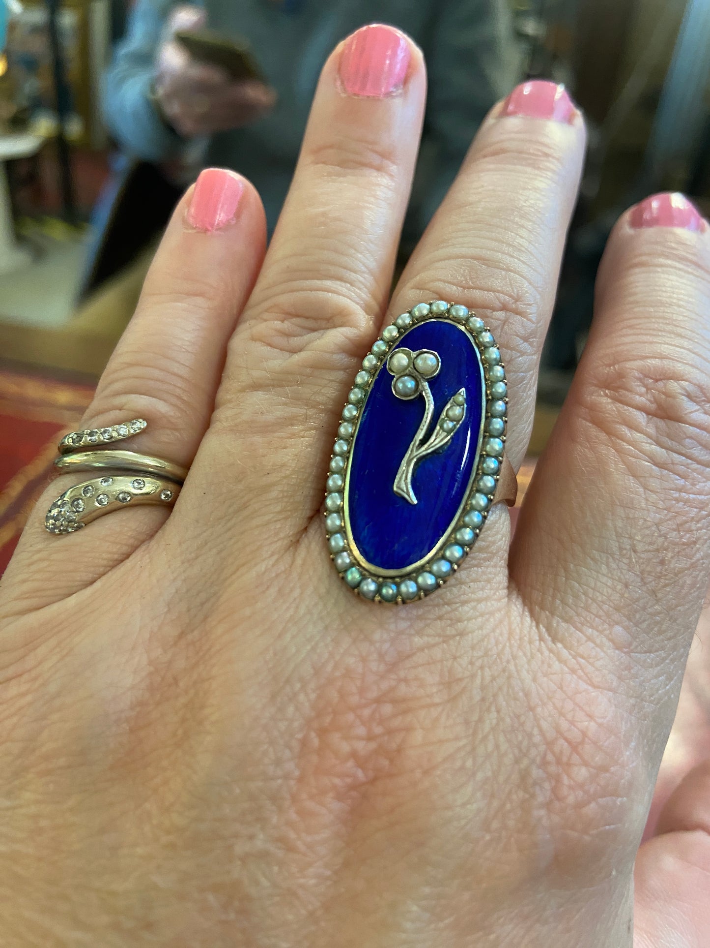12ct Georgian enamel ring circa 1793 size S 1/2