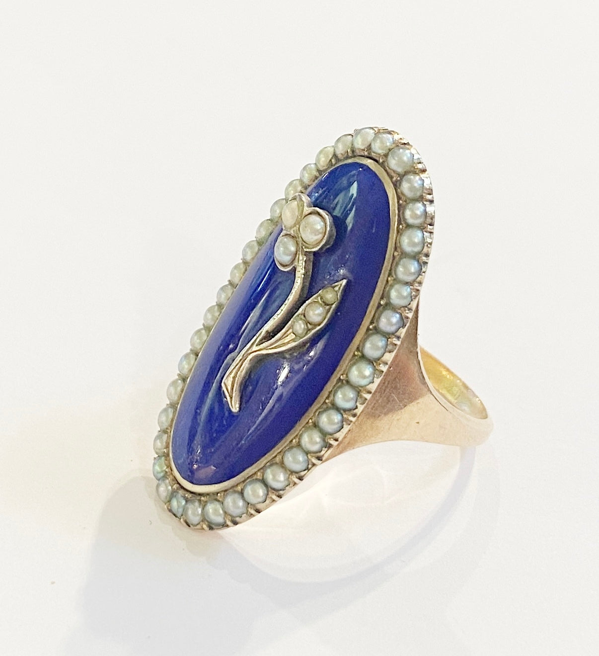 12ct Georgian enamel ring circa 1793 size S 1/2