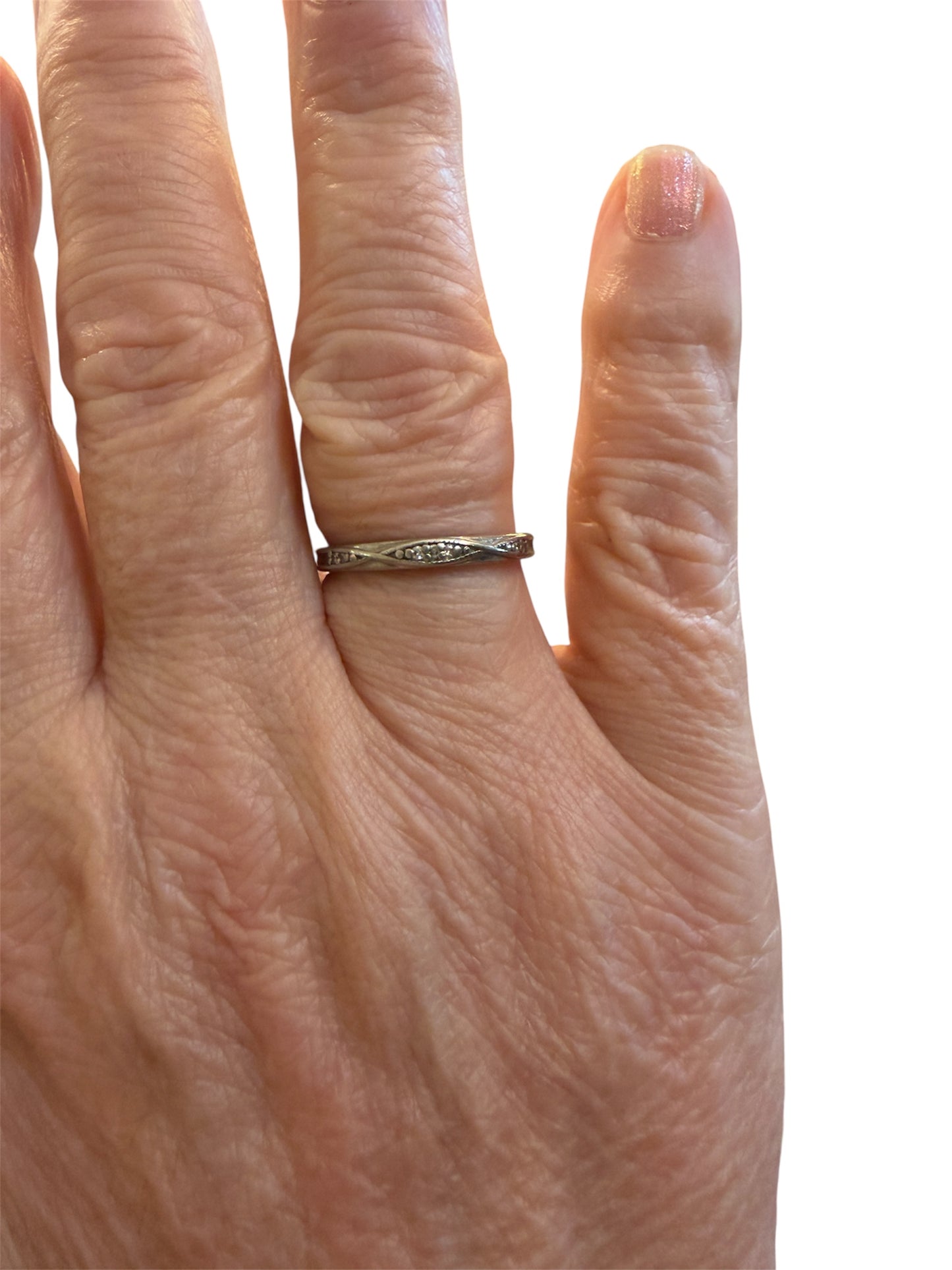 950 palladium and diamond ring, half eternity ring ring size M