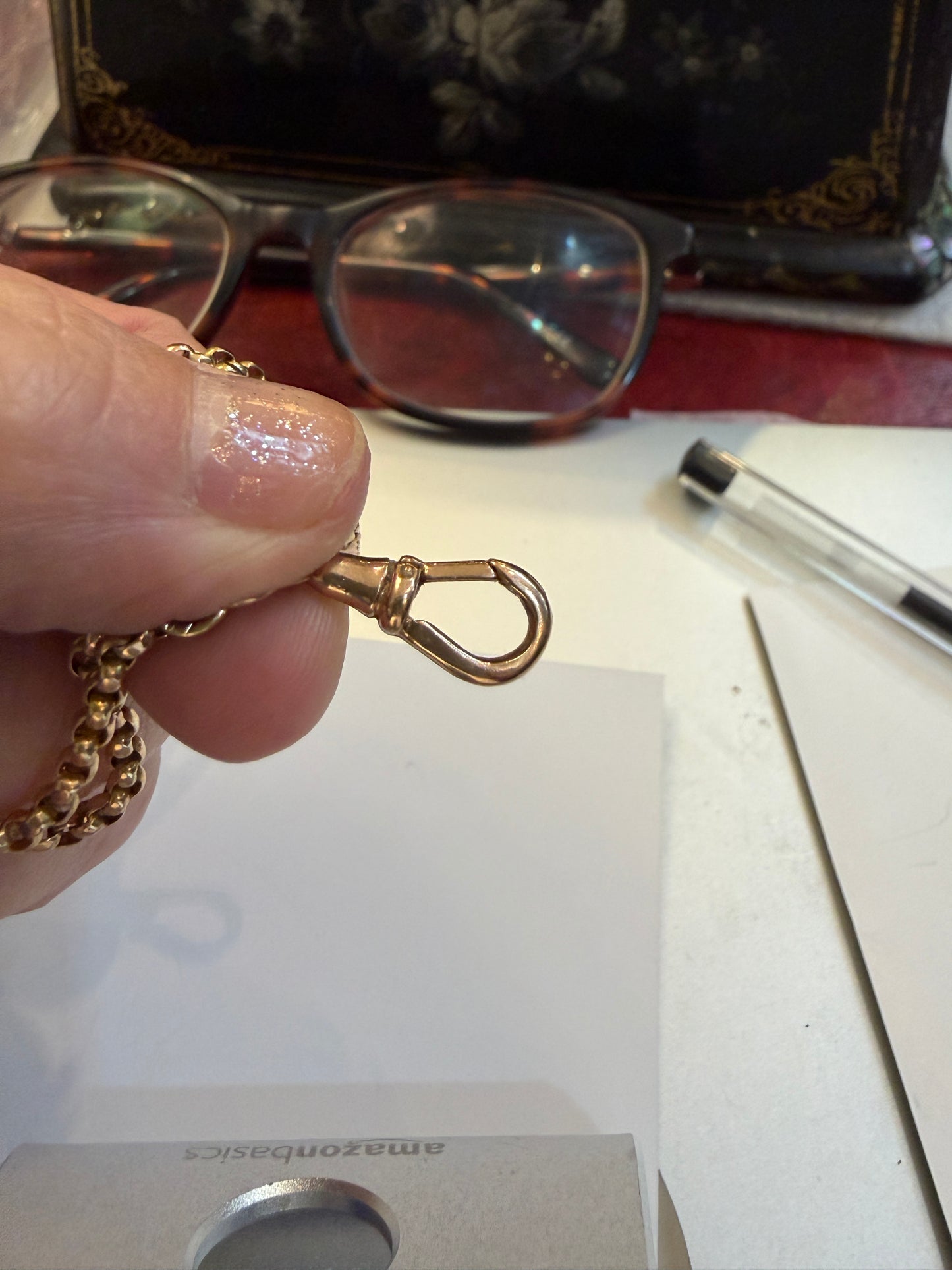 9ct vintage belcher chain 33 inches long with dog clip 13.3g