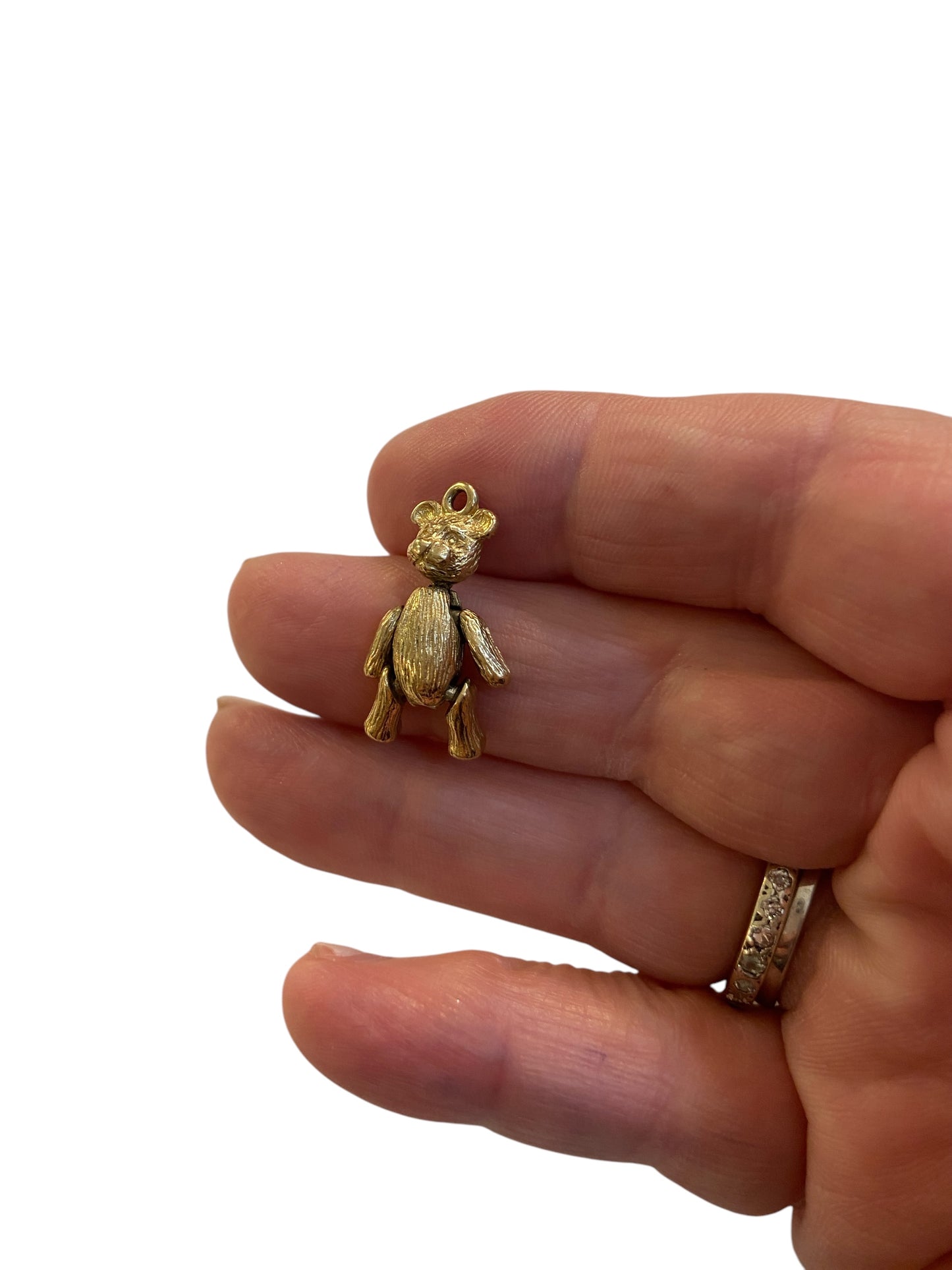 9ct vintage articulated teddy charm,