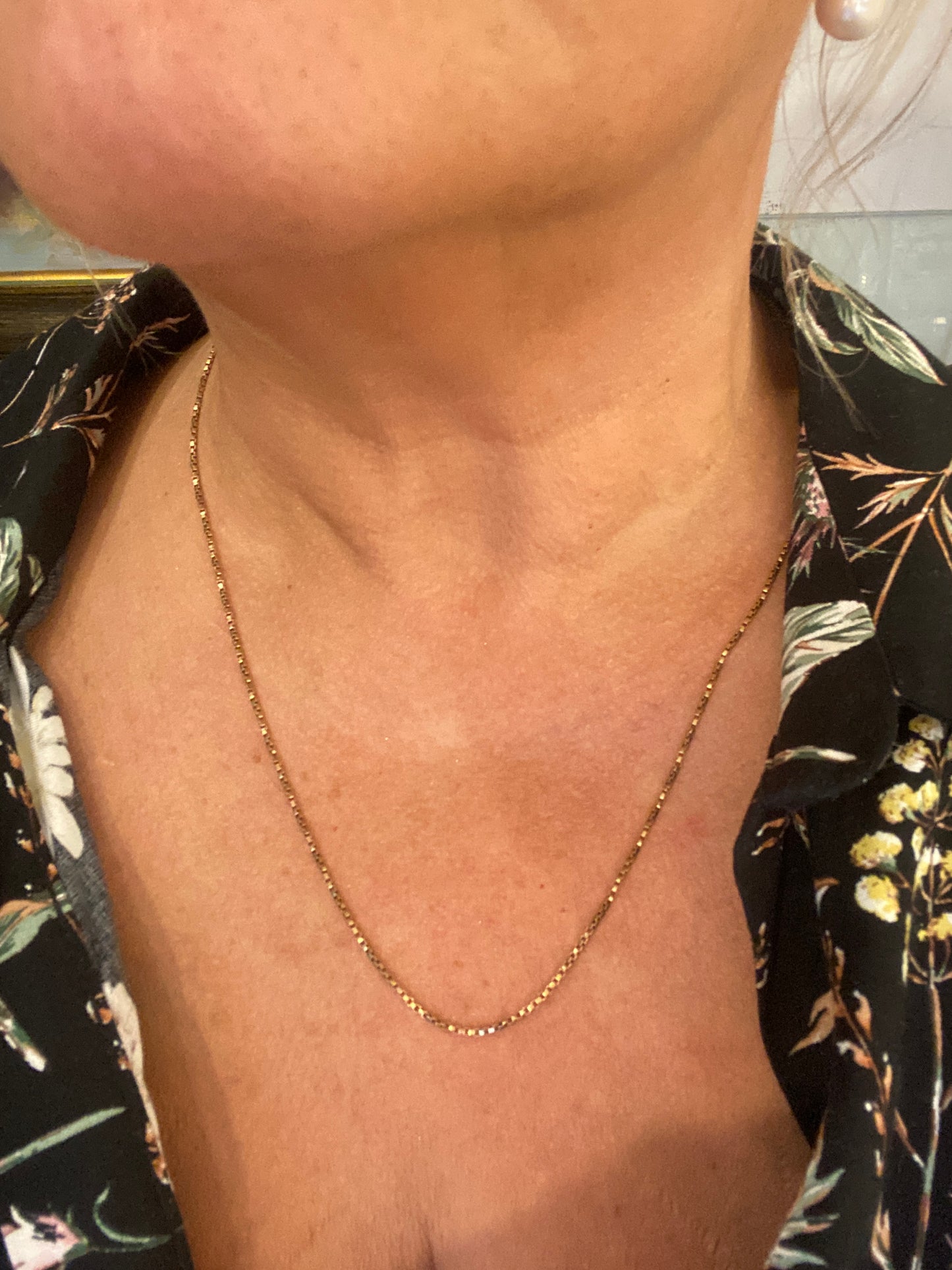 9ct box link chain vintage rose gold 22 inches long (57cm) 5.5g