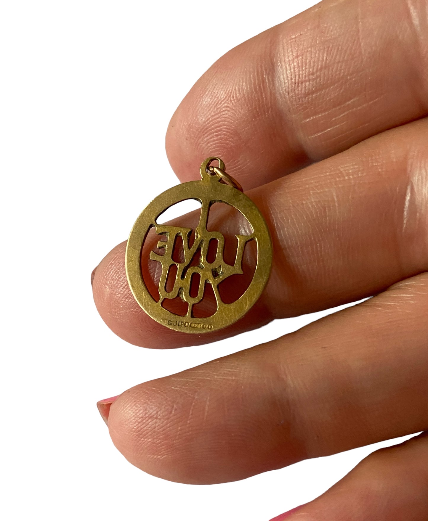 9ct vintage 'I Love you' pendant charm by Georg jensen