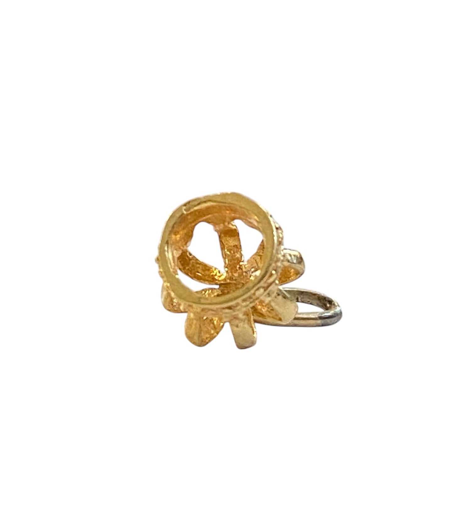 9ct vintage small crown charm / pendant. yellow gold