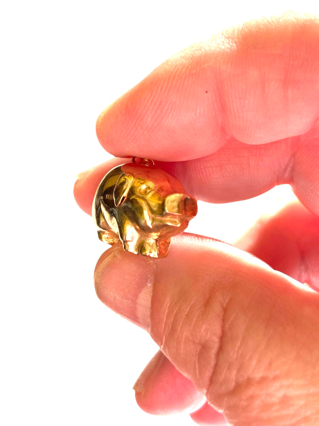 9ct vintage large pig charm . circa 1967 (2.6g) hollow
