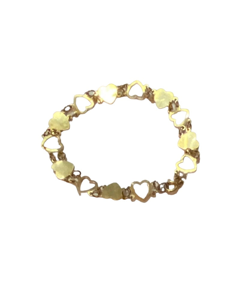 9ct 375 vintage gold heart bracelet circa 1978