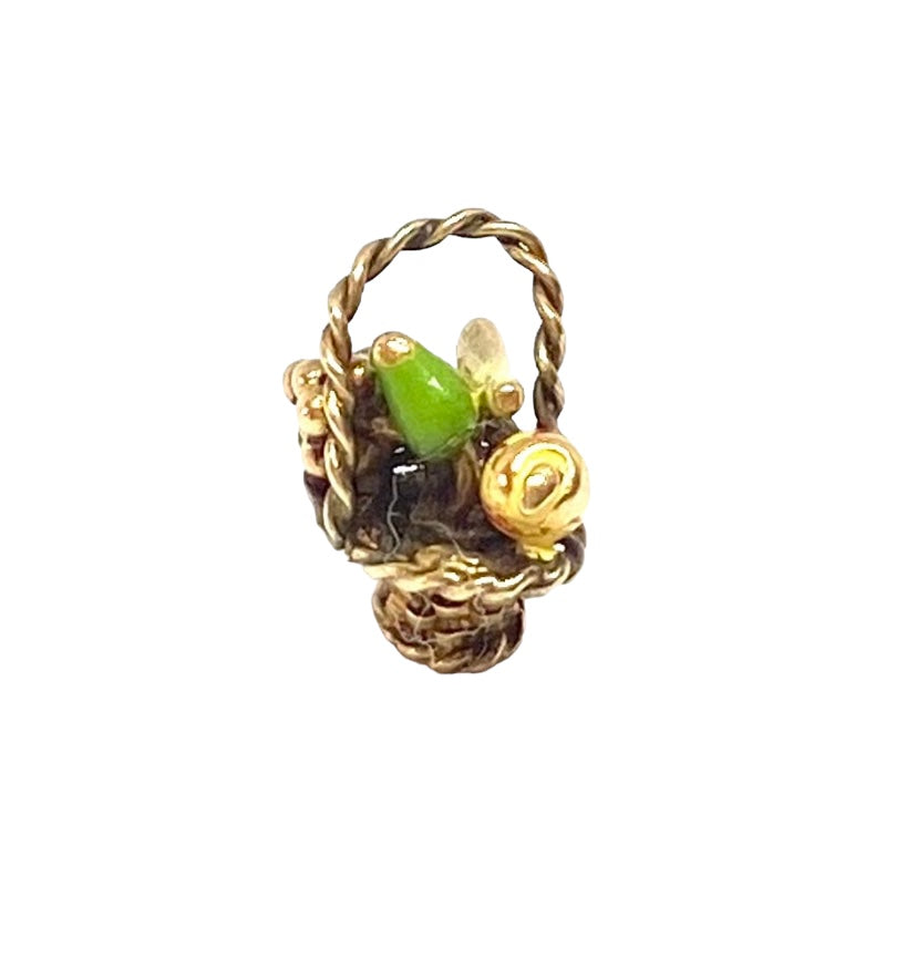 9ct vintage basket of fruit charm
