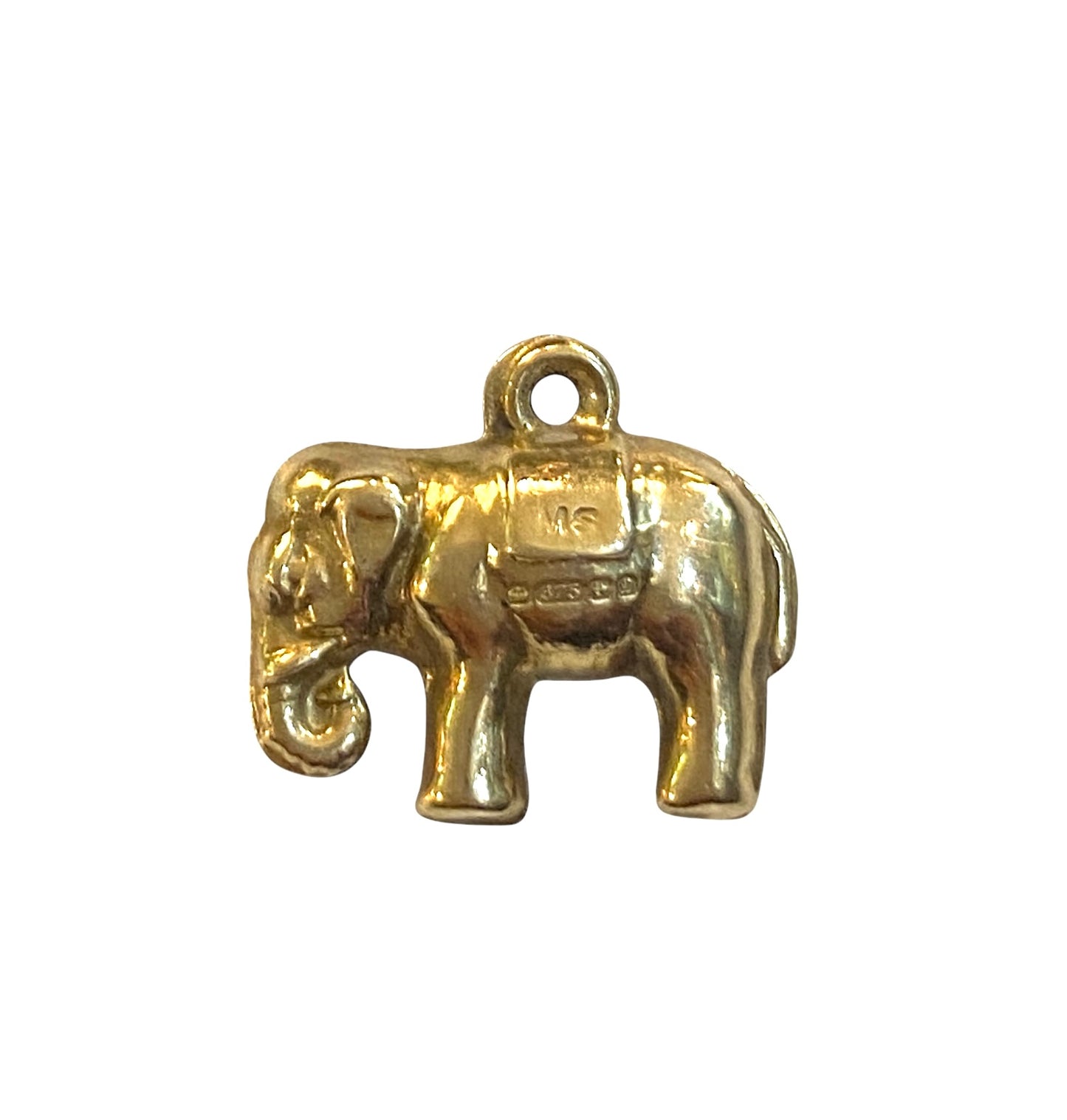 9ct vintage elephant charm, small and hollow circa 1978