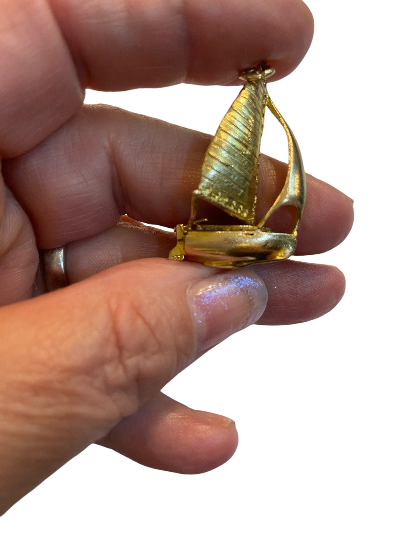 9ct vintage large sailing boat charm / pendant by CROPP and FARR
