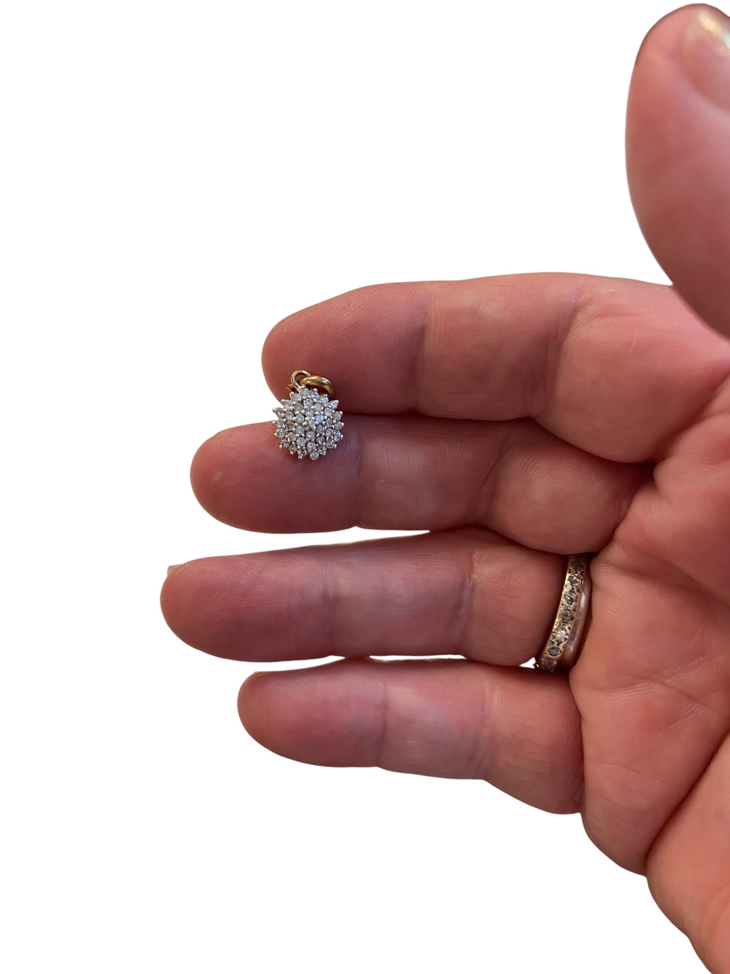 9ct vintage diamond cluster charm / pendant