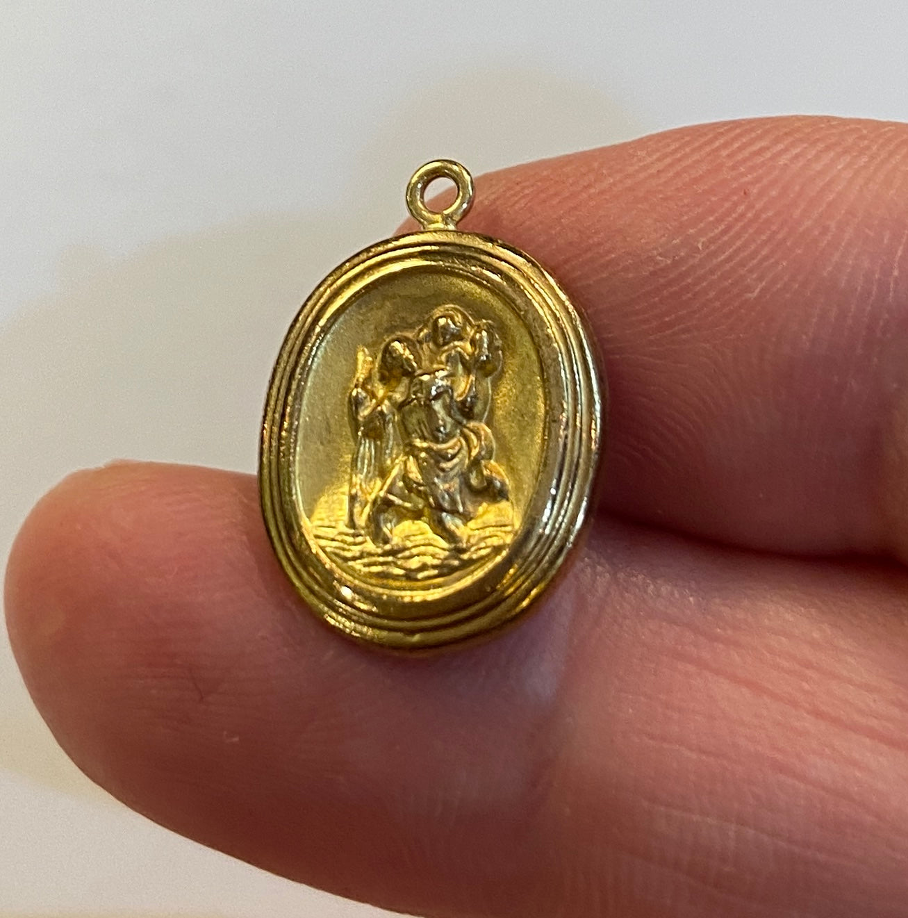 9ct vintage St Christopher charm / pendant oval, hollow 0.9 by FM