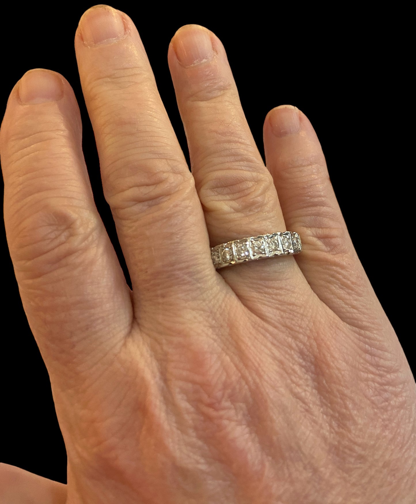 9ct pre owned half eternity diamond ring size N 1/2