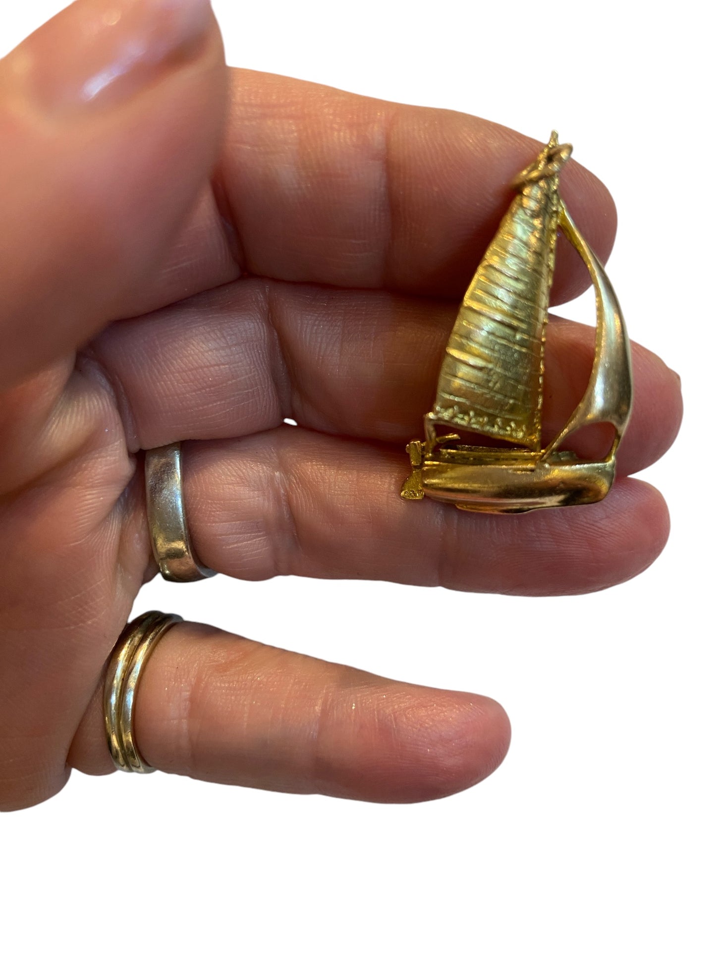 9ct vintage large sailing boat charm / pendant by CROPP and FARR