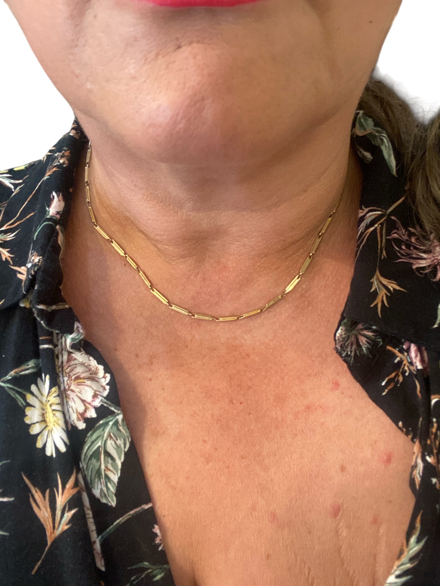 9ct vintage rose gold chain, mixed trombone links 17 inches (44cm)