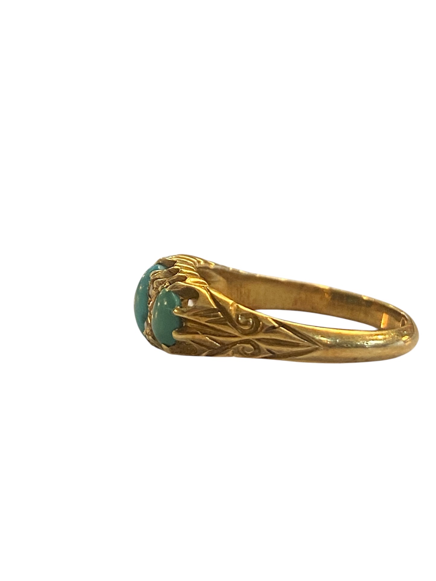 18ct antique turquoise ring size N 1/2 circa 1901