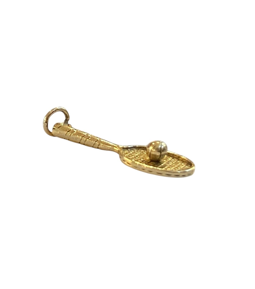 9ct vintage tennis racket charm / pendant circa 1960s
