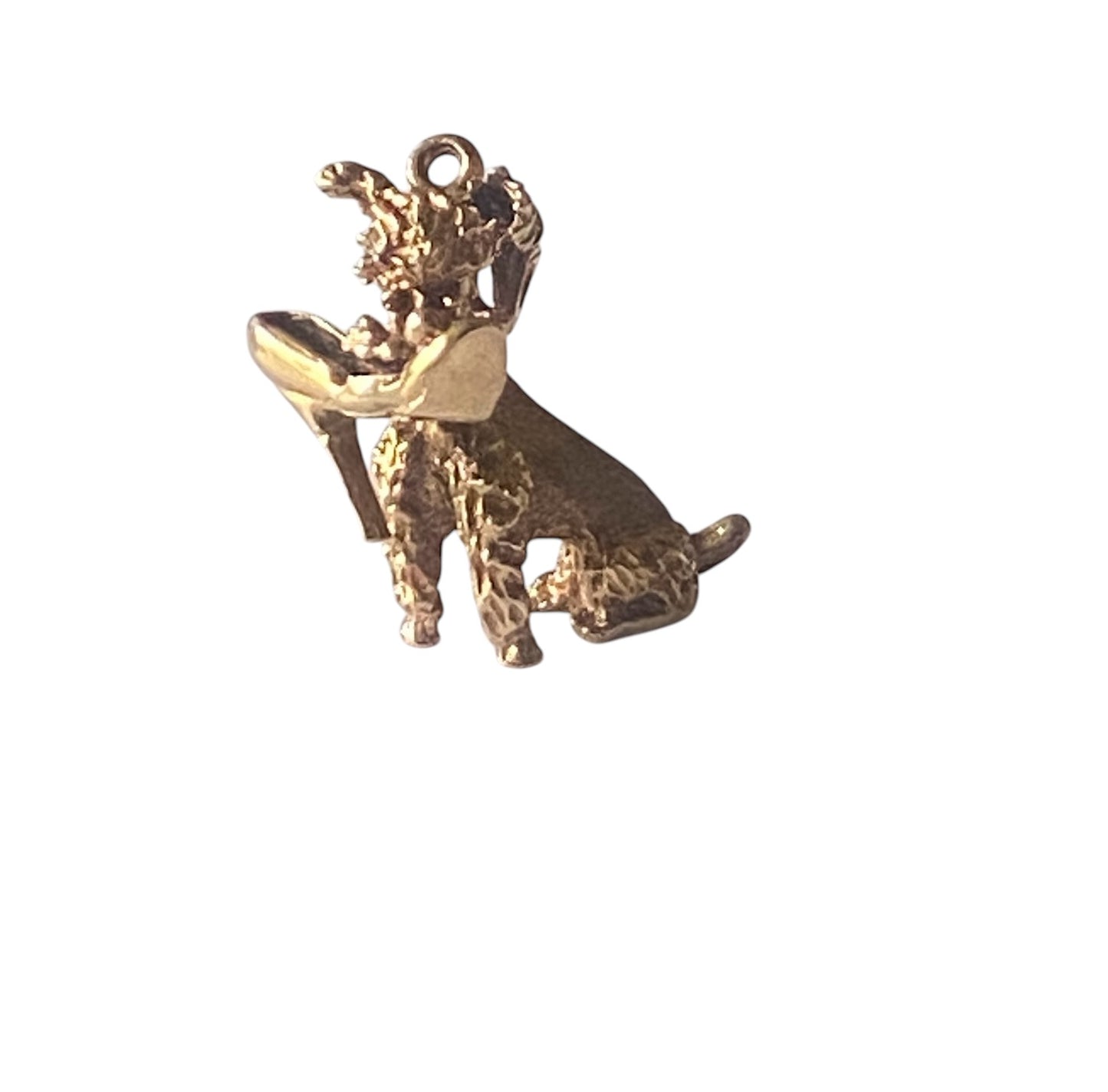 9ct vintage poodle charm with shoe. circa 1972 maker FM