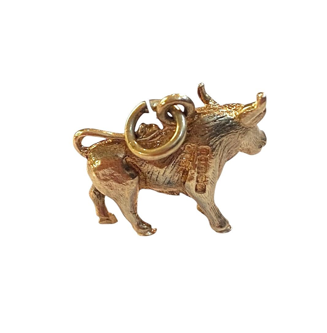 9ct vintage bull taurus charm circa 1968