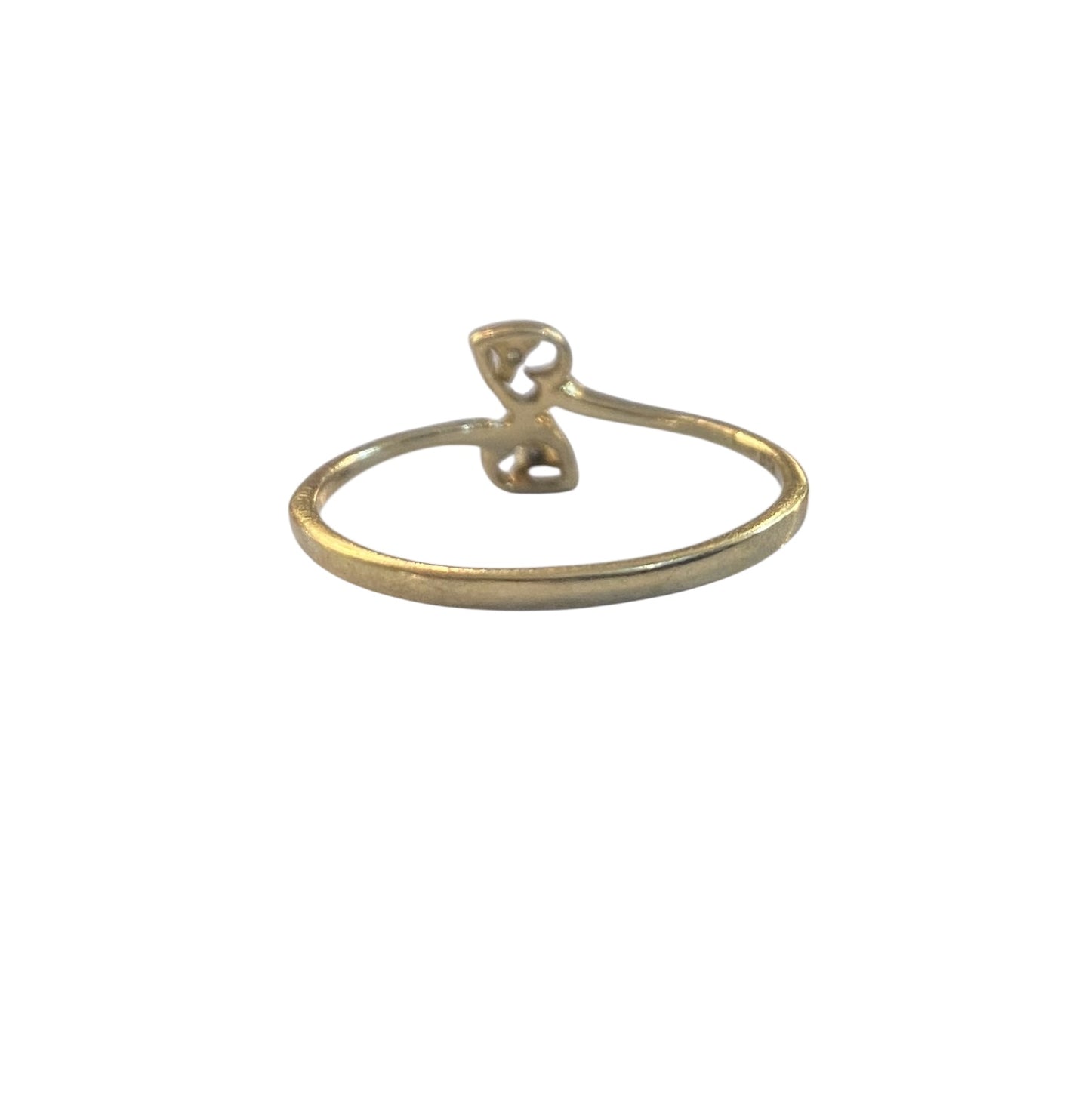 9ct vintage heart cross over ring with diamonds, ring size P