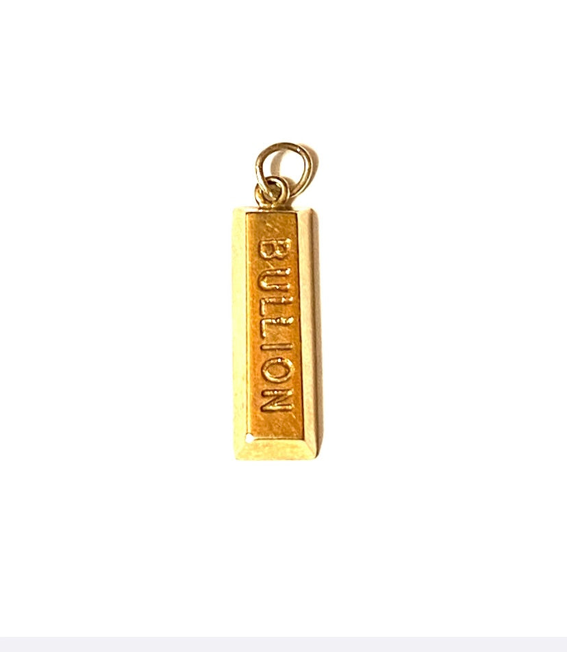 9ct vintage ingot bullion charm / pendant circa 1976
