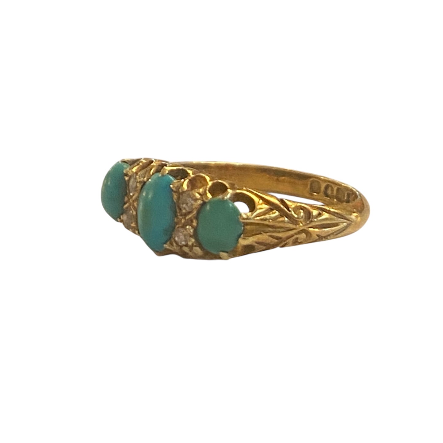 18ct antique turquoise ring size N 1/2 circa 1901