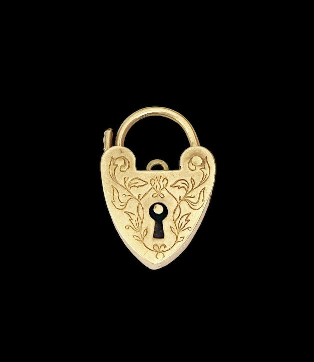 9ct vintage gold ornate padlock charm circa 1970