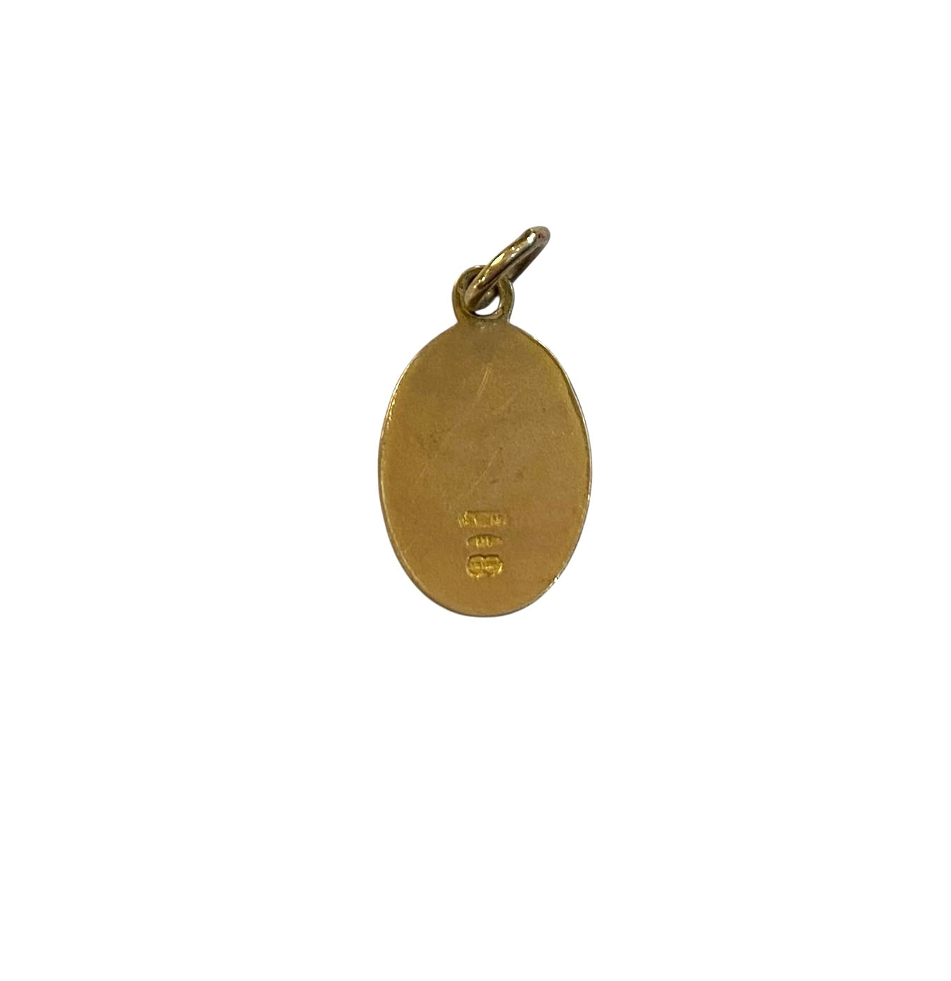 9CT VINTAGE SMALL ST CHRISTOPHER CHARM / PENDANT WITH WORDS ON THE RIM