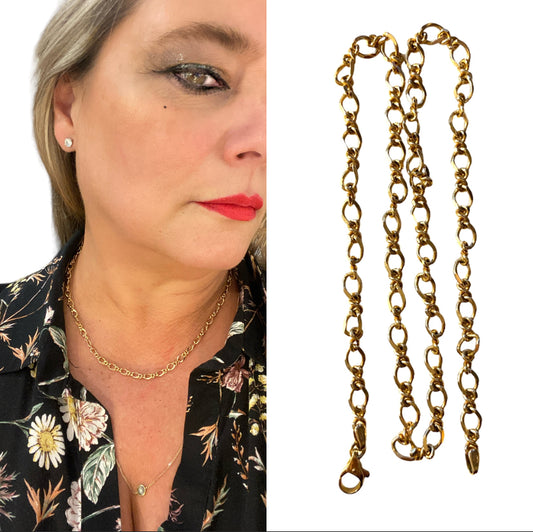 9ct vintage fancy link necklace 18 1/2 inches 14.1g