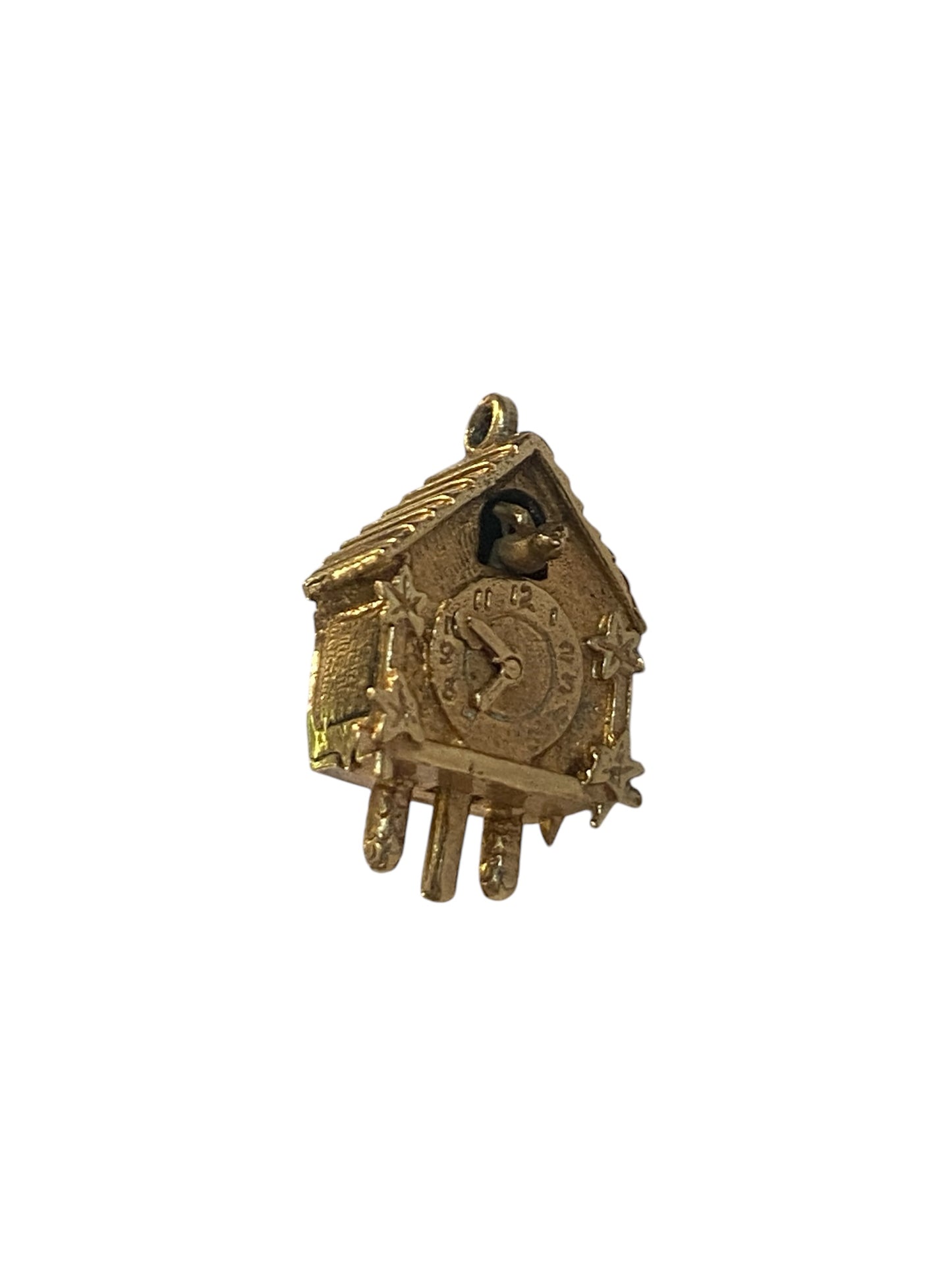 9ct vintage cuckoo clock charm, articulated circa 1967