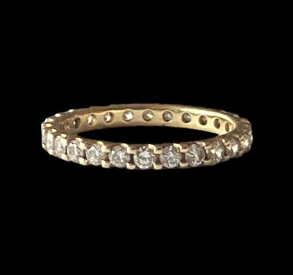 9ct pre owned diamond eternity ring in yellow gold size O
